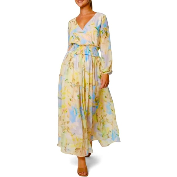 New! Laundry by Shelli Segal Chiffon Floral Maxi Dress Womens Size 12 - Picture 1 of 14